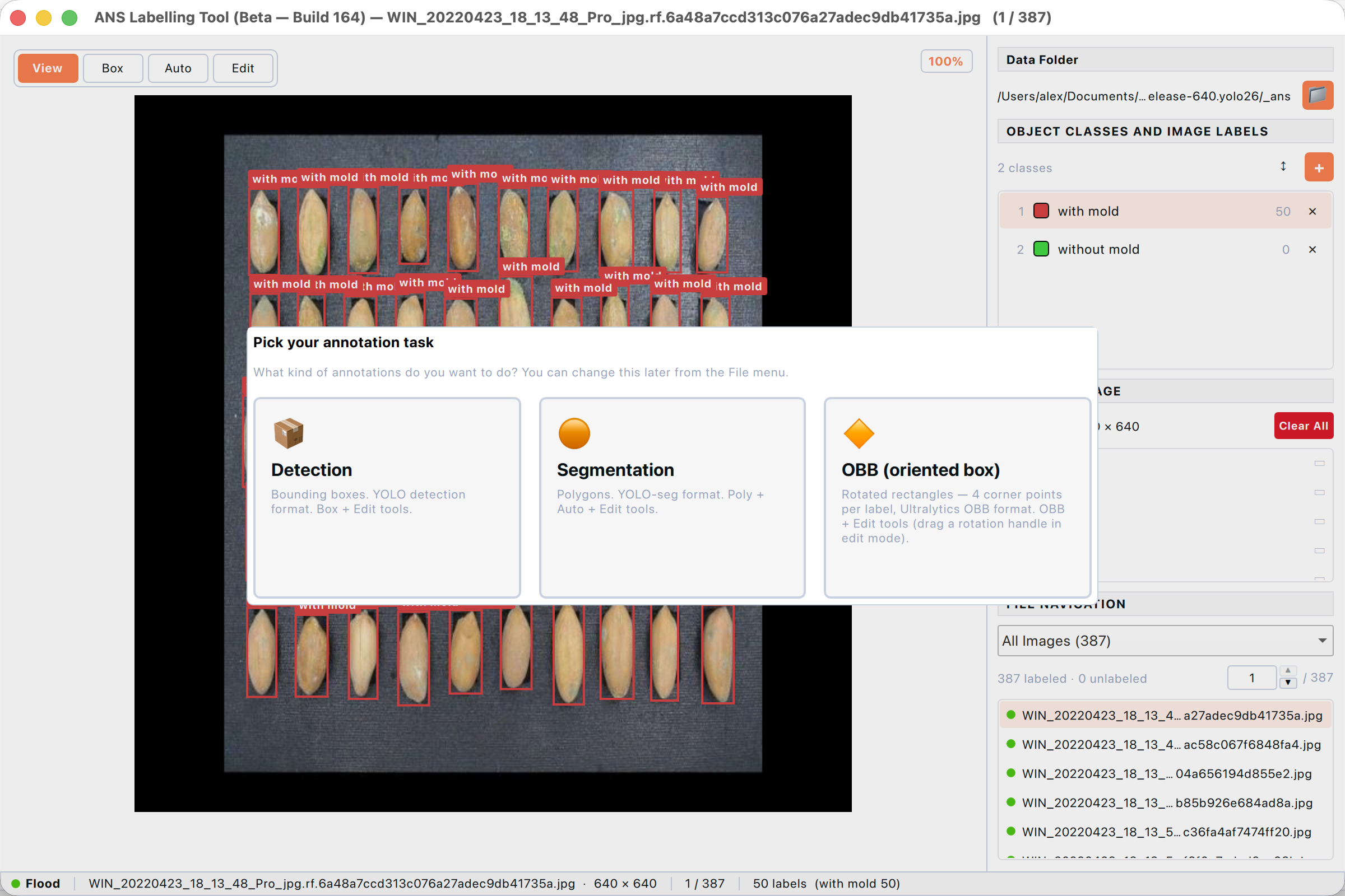 The Switch task dialog opened from File → Switch task… It is the same picker as on first launch.